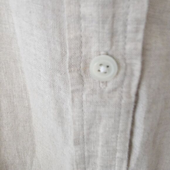 talbots womens shirt size 2X button up 100% linen Beige minimalist Beach - Picture 7 of 9